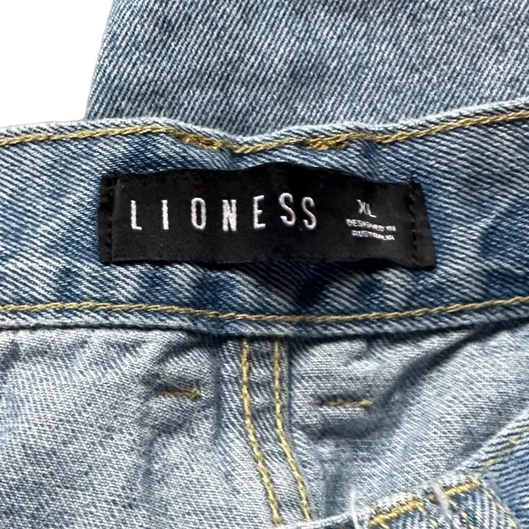 Princess Polly Lioness High Waist Denim Cargo Jeans Baggy Ankle Size 32