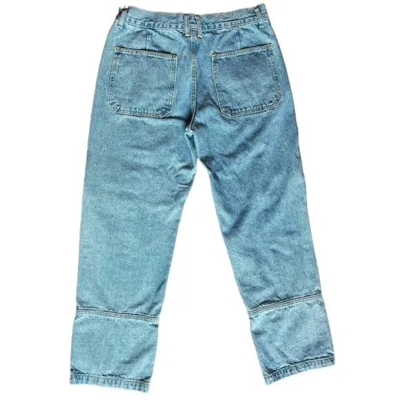 Princess Polly Lioness High Waist Denim Cargo Jeans Baggy Ankle Size 32
