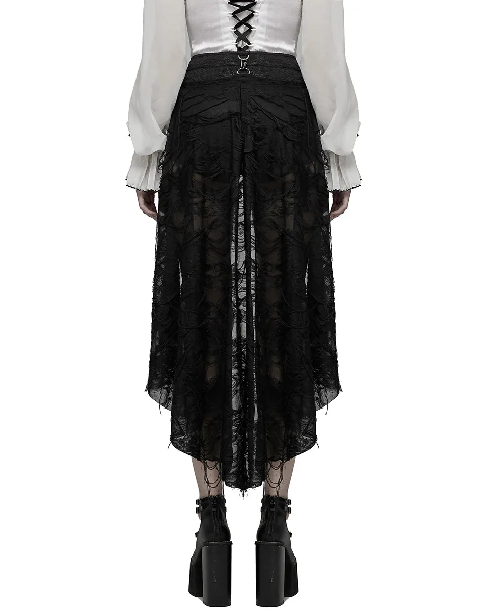 Punk Rave Womens Gothic Studded Casket Lace Hot Shirts & Half Skirt Set