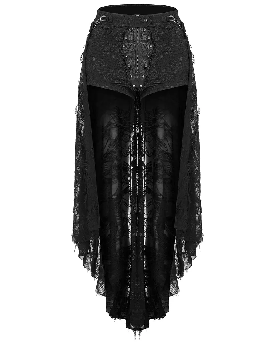 Punk Rave Womens Gothic Studded Casket Lace Hot Shirts & Half Skirt Set