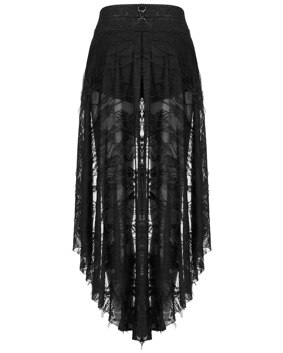 Punk Rave Womens Gothic Studded Casket Lace Hot Shirts & Half Skirt Set