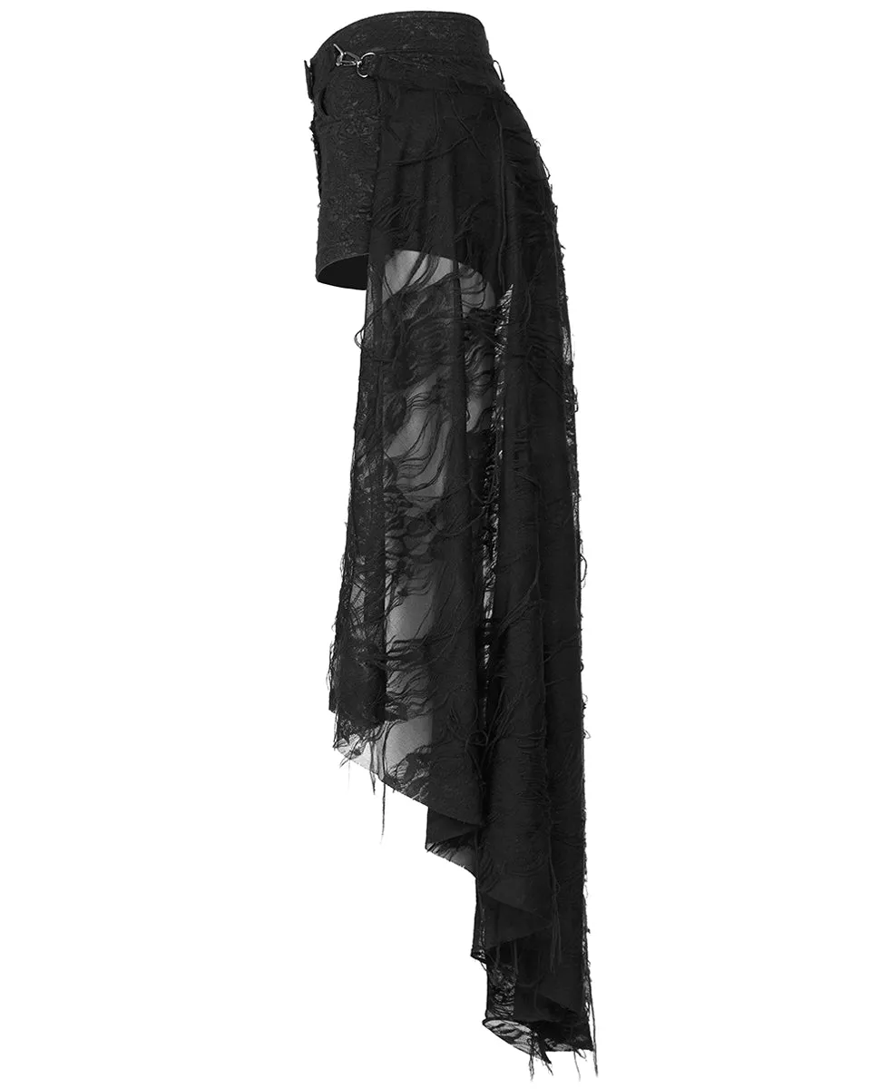 Punk Rave Womens Gothic Studded Casket Lace Hot Shirts & Half Skirt Set