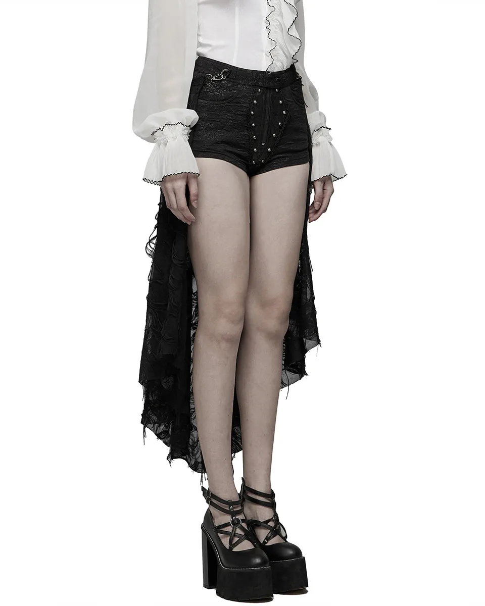 Punk Rave Womens Gothic Studded Casket Lace Hot Shirts & Half Skirt Set