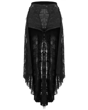 Punk Rave Womens Gothic Studded Casket Lace Hot Shirts & Half Skirt Set