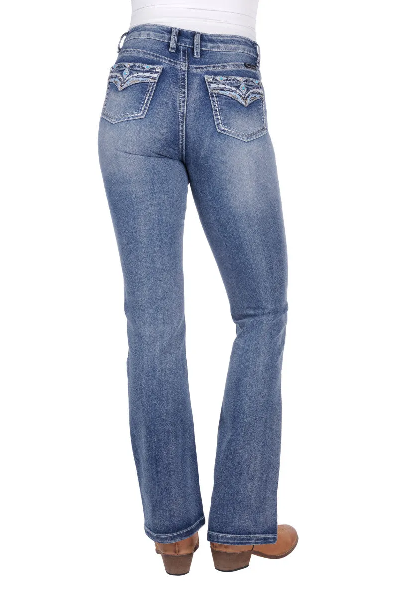 Pure Western Jemma Ladies HiWaist Bootcut Jeans Moonshine