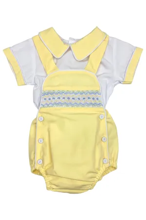 "Diego" Lemon Smocked Dungaree Romper Set