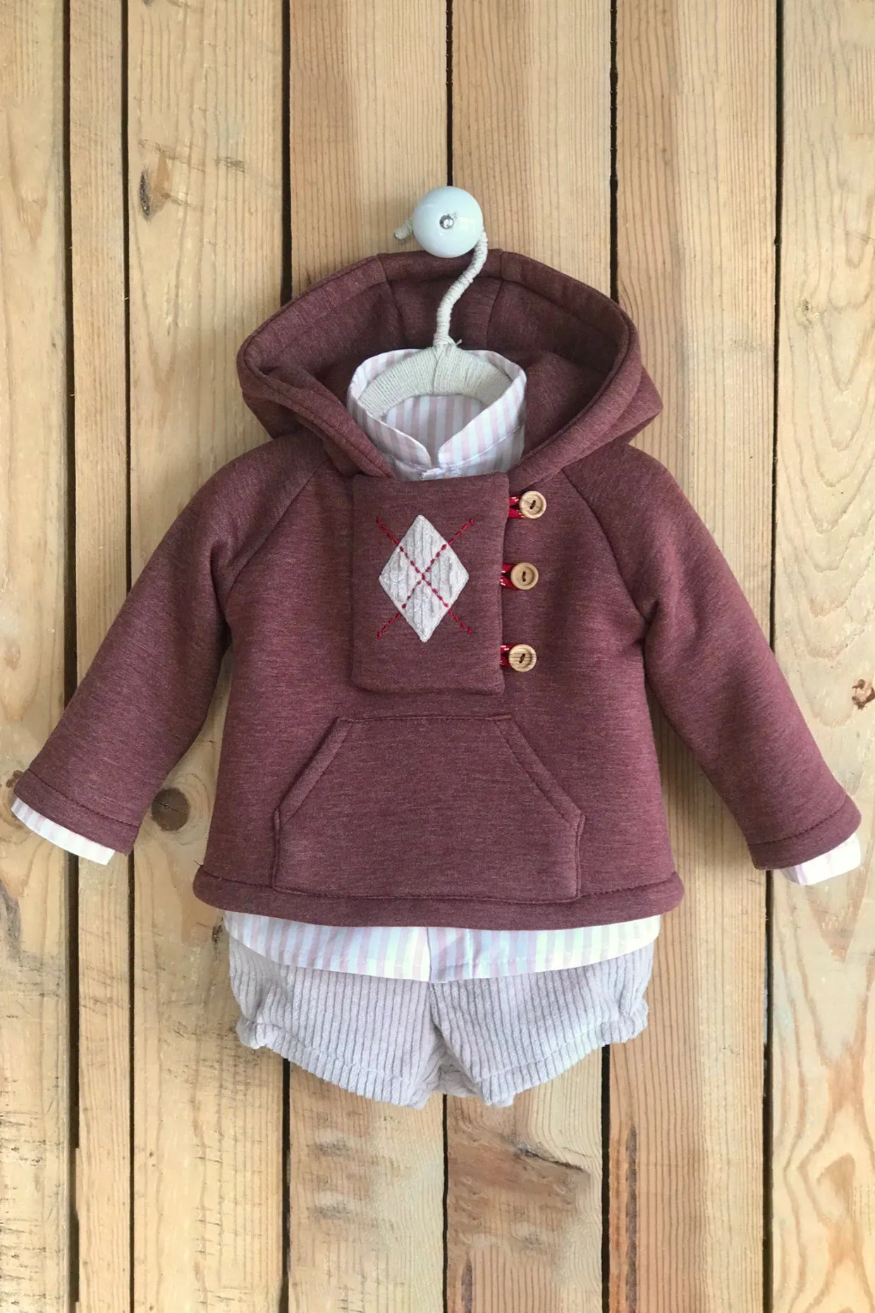 "Jonah" Burgundy Hoodie, Shirt & Jam Pants Set