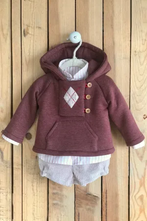 "Jonah" Burgundy Hoodie, Shirt & Jam Pants Set