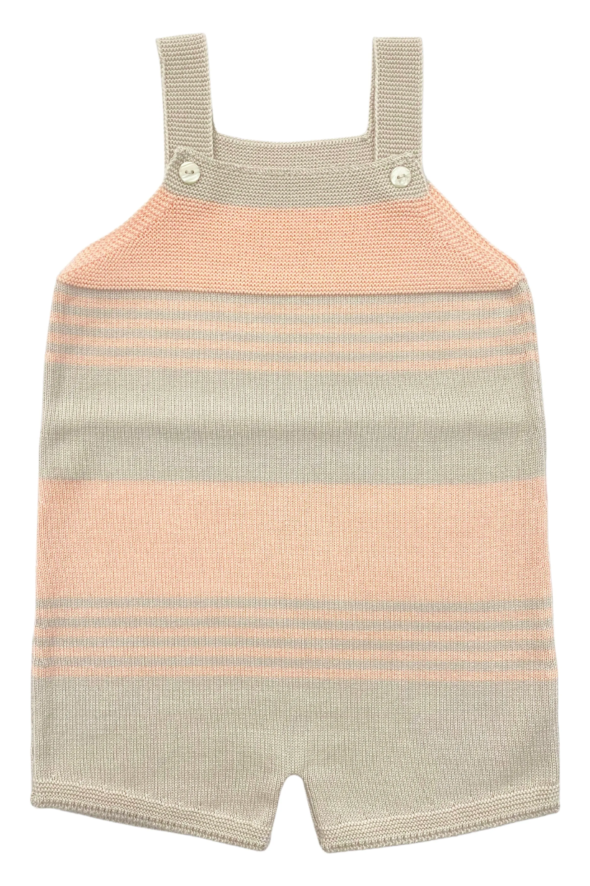 "Jovie" Stone & Peach Stripe Knit Dungarees