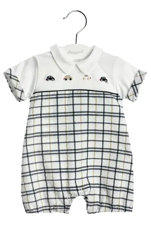 "Maurice" Navy Checked Car Romper