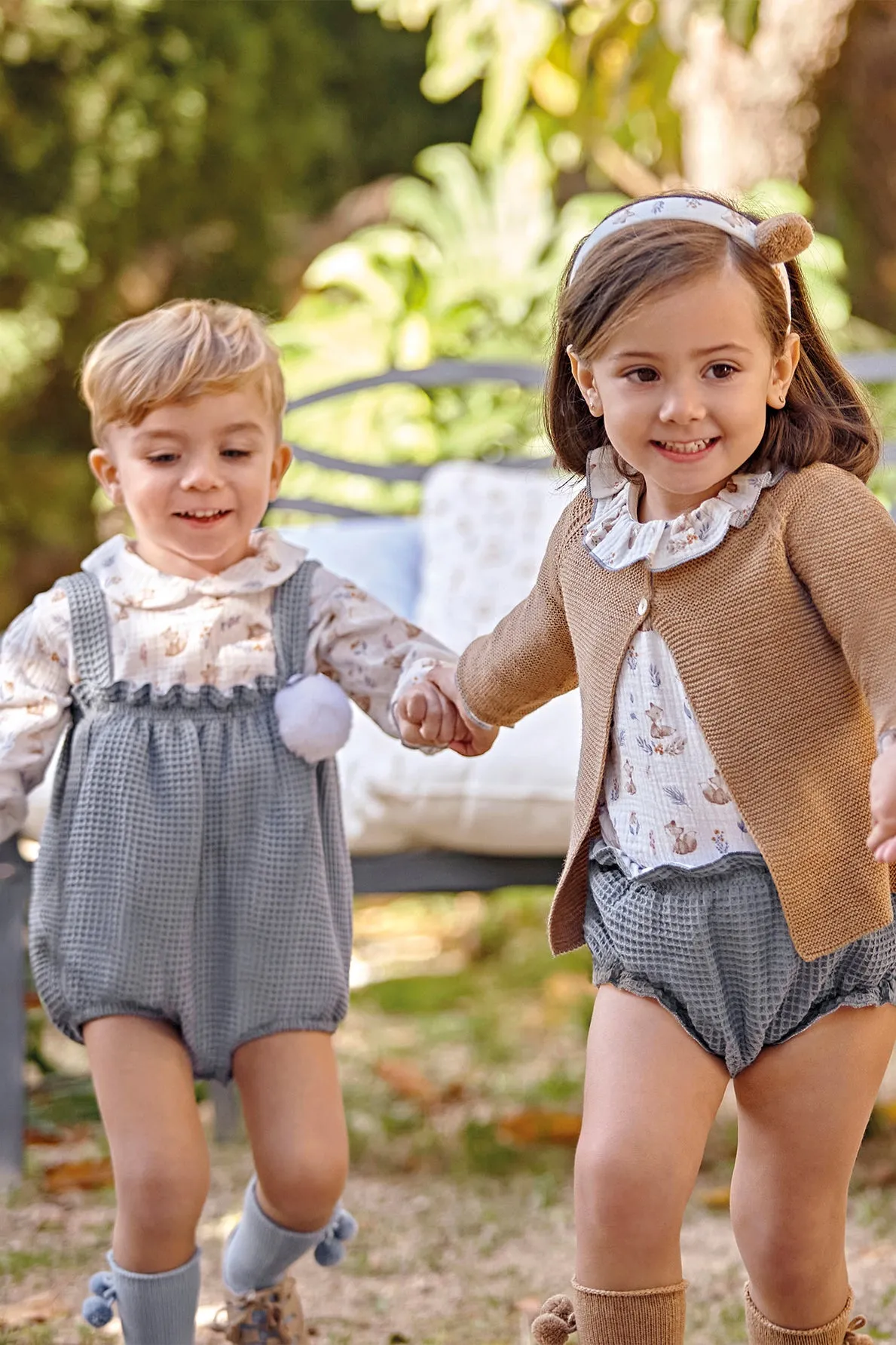 "Phoenix" Fox Print Shirt & Dusky Blue Romper