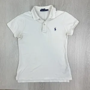 Ralph Lauren Womens The Skinny Polo Short Sleeve White Polo Shirt Size M
