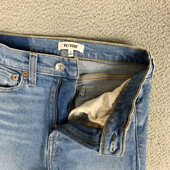 RE/DONE 90s Mid-Rise Ankle Crop Jeans Womens Size 26 Soft Indigo Comfort Stretch