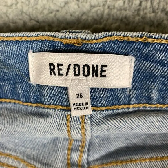 RE/DONE 90s Mid-Rise Ankle Crop Jeans Womens Size 26 Soft Indigo Comfort Stretch
