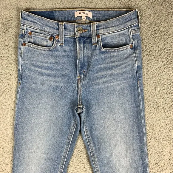RE/DONE 90s Mid-Rise Ankle Crop Jeans Womens Size 26 Soft Indigo Comfort Stretch