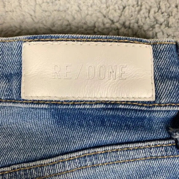 RE/DONE 90s Mid-Rise Ankle Crop Jeans Womens Size 26 Soft Indigo Comfort Stretch