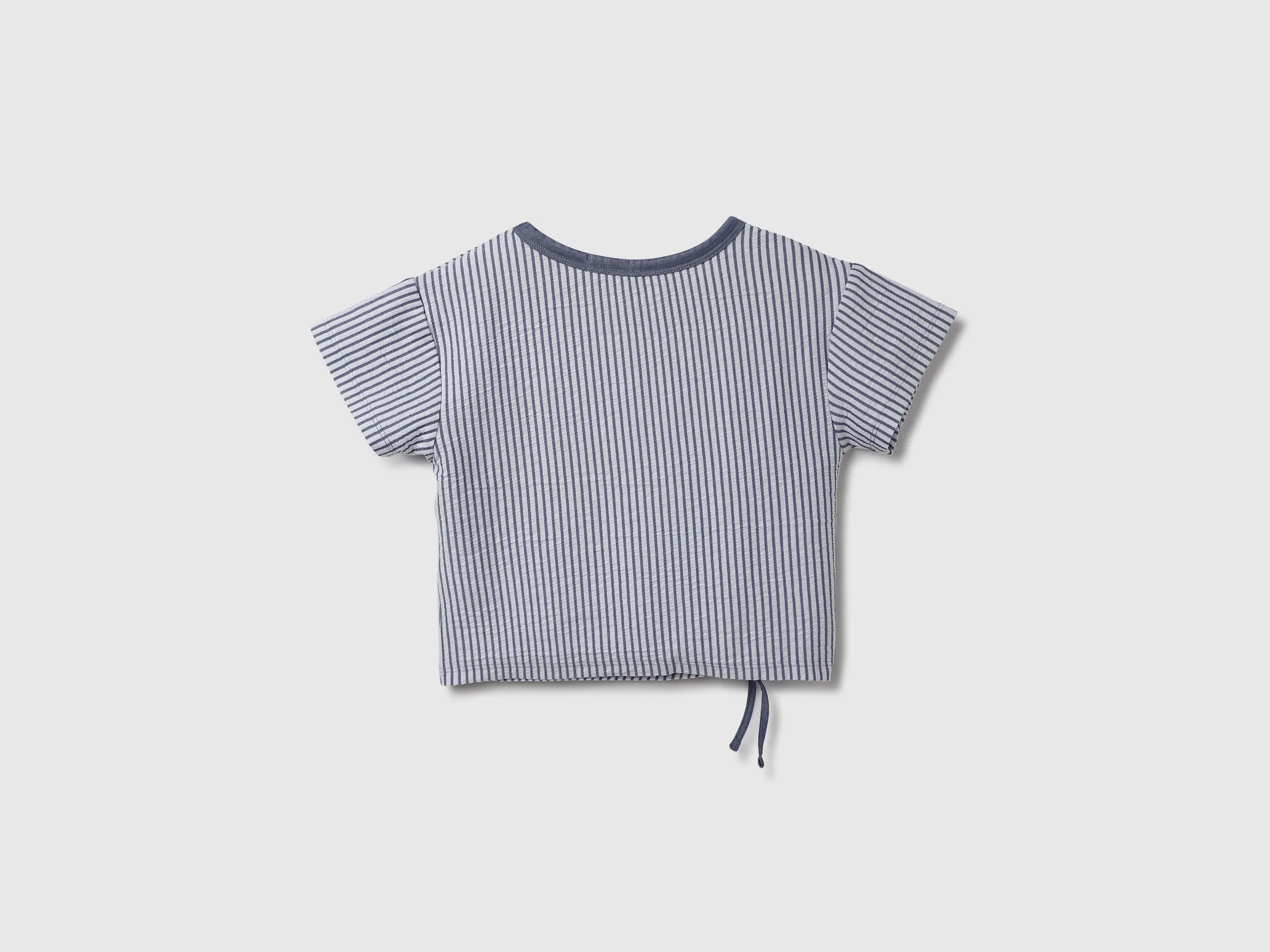 Regular Fit Round Neck Striped & Tie-Up T-Shirt