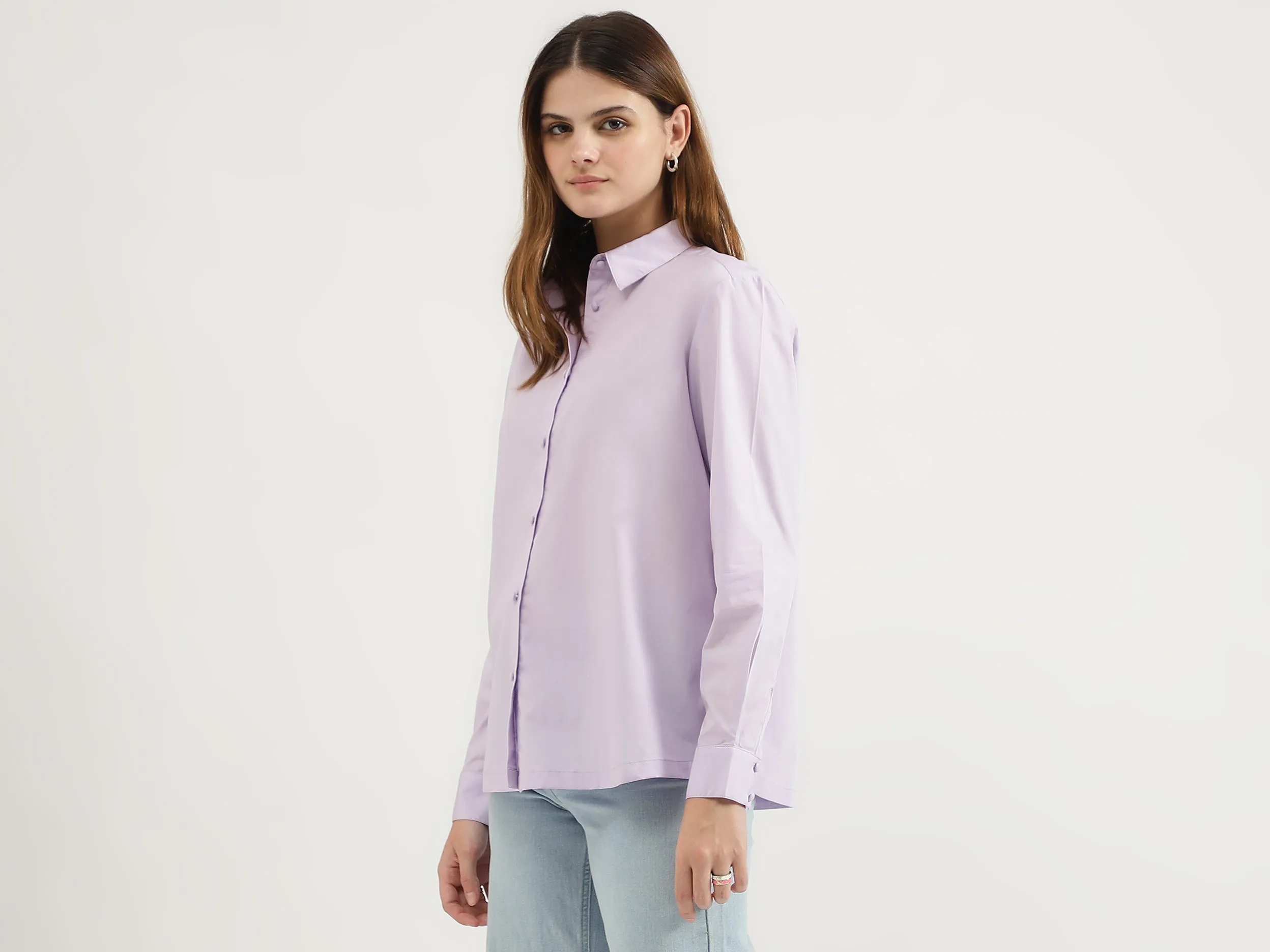 Regular Fit Spread Collar Solid Shirts