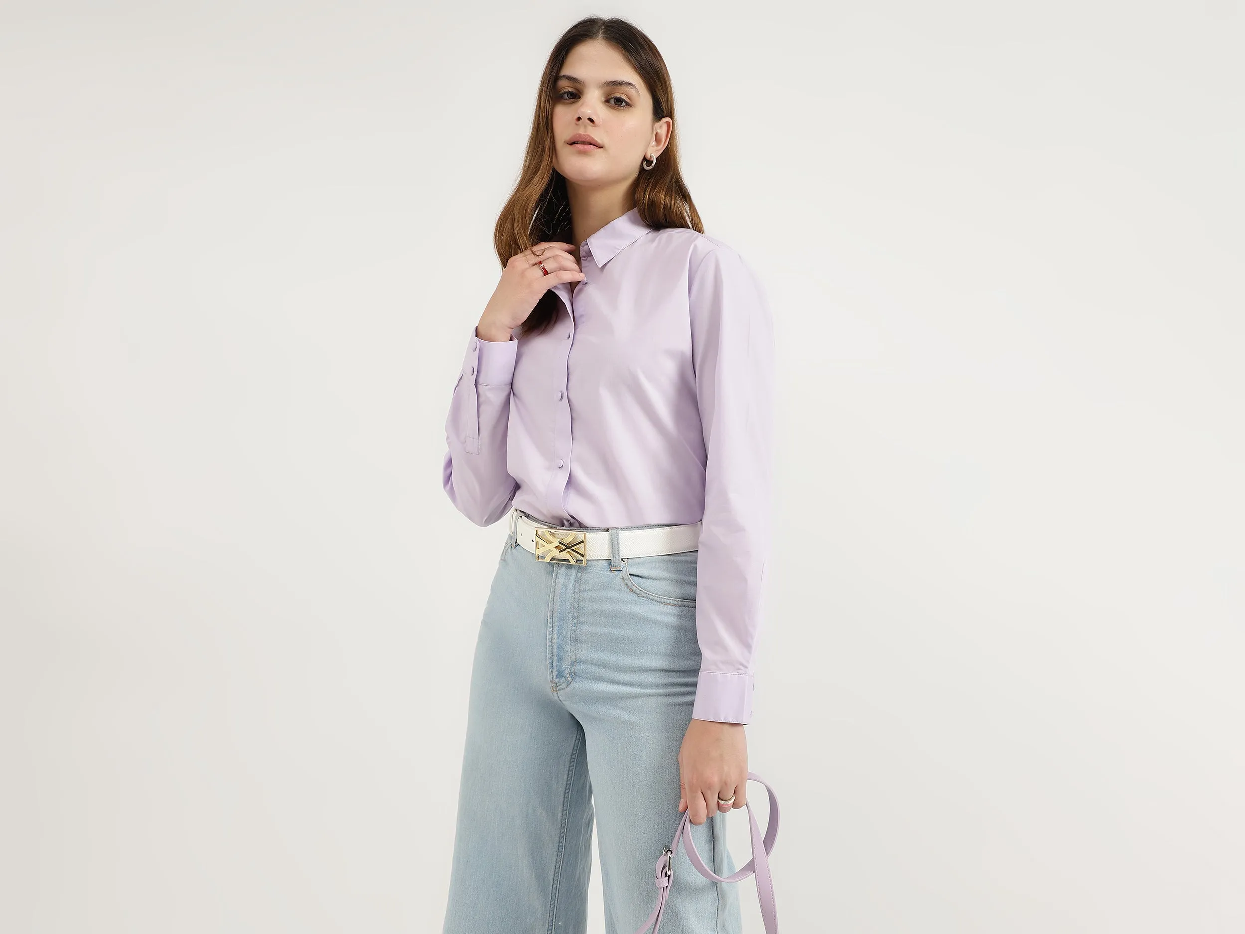 Regular Fit Spread Collar Solid Shirts