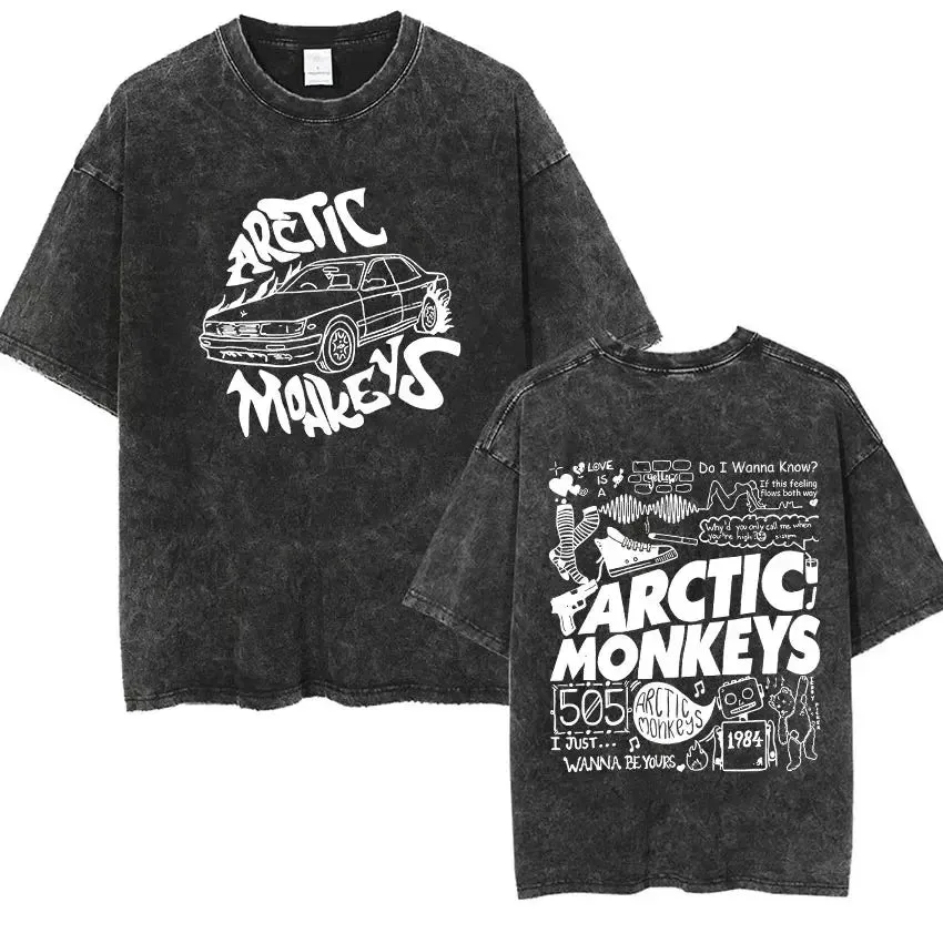 Retro Arctic Monkeys Graphic Tee with Vintage Wash