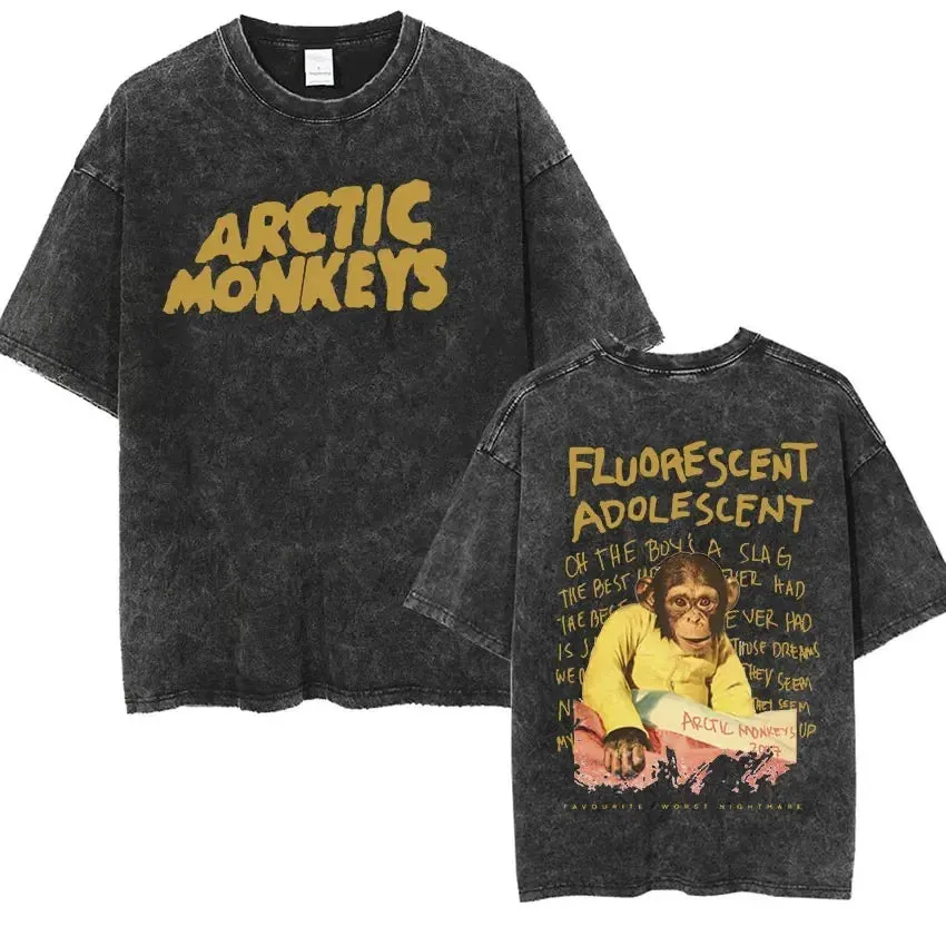 Retro Arctic Monkeys Graphic Tee with Vintage Wash