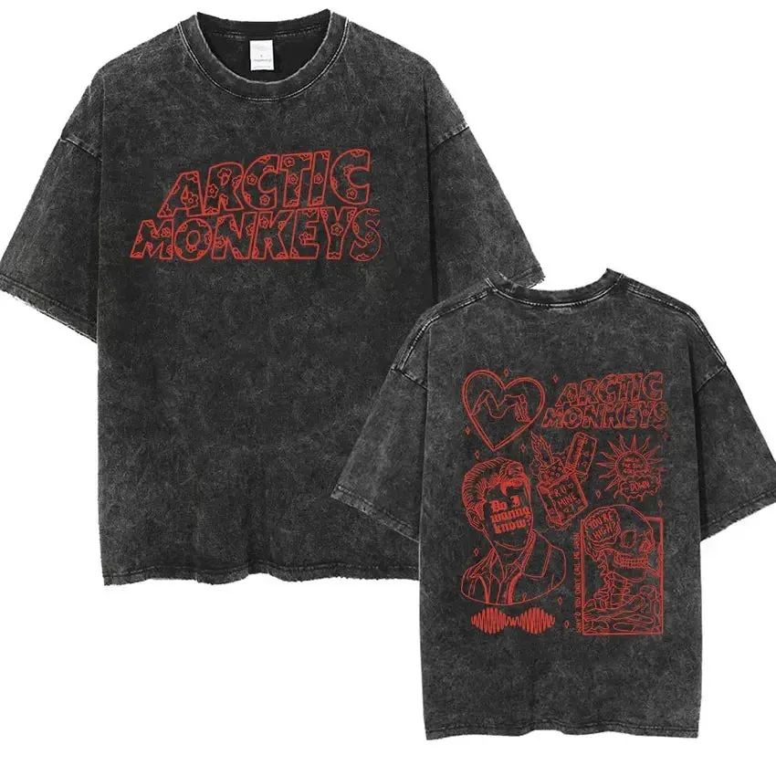 Retro Arctic Monkeys Graphic Tee with Vintage Wash