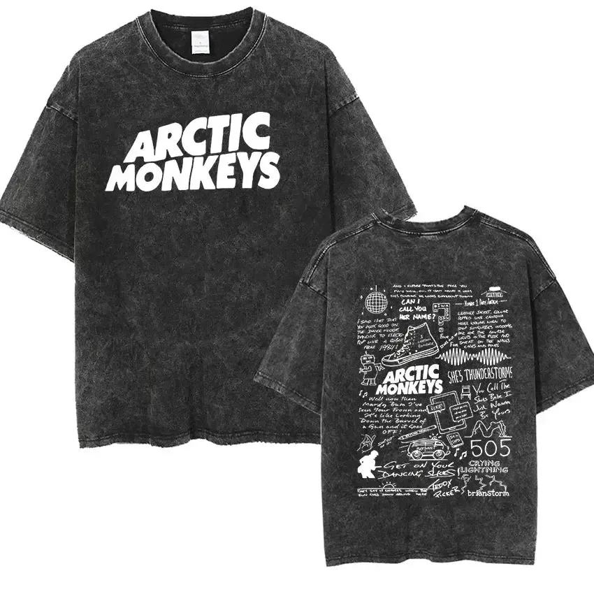 Retro Arctic Monkeys Graphic Tee with Vintage Wash