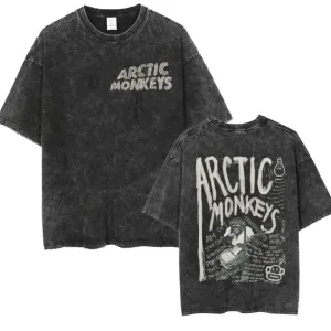 Retro Arctic Monkeys Graphic Tee with Vintage Wash