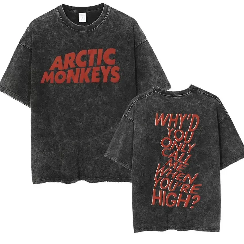 Retro Arctic Monkeys Graphic Tee with Vintage Wash