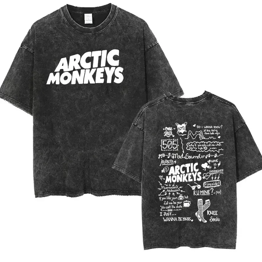 Retro Arctic Monkeys Graphic Tee with Vintage Wash