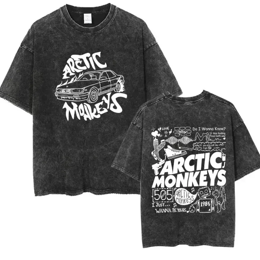 Retro Arctic Monkeys Graphic Tee with Vintage Wash