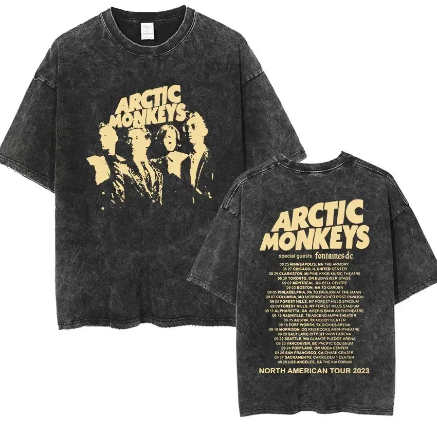 Retro Arctic Monkeys Graphic Tee with Vintage Wash