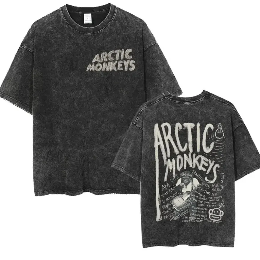 Retro Arctic Monkeys Graphic Tee with Vintage Wash