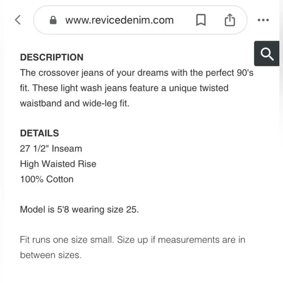 REVICE DENIM 90s Baby Jeans in‎ Joey Wash