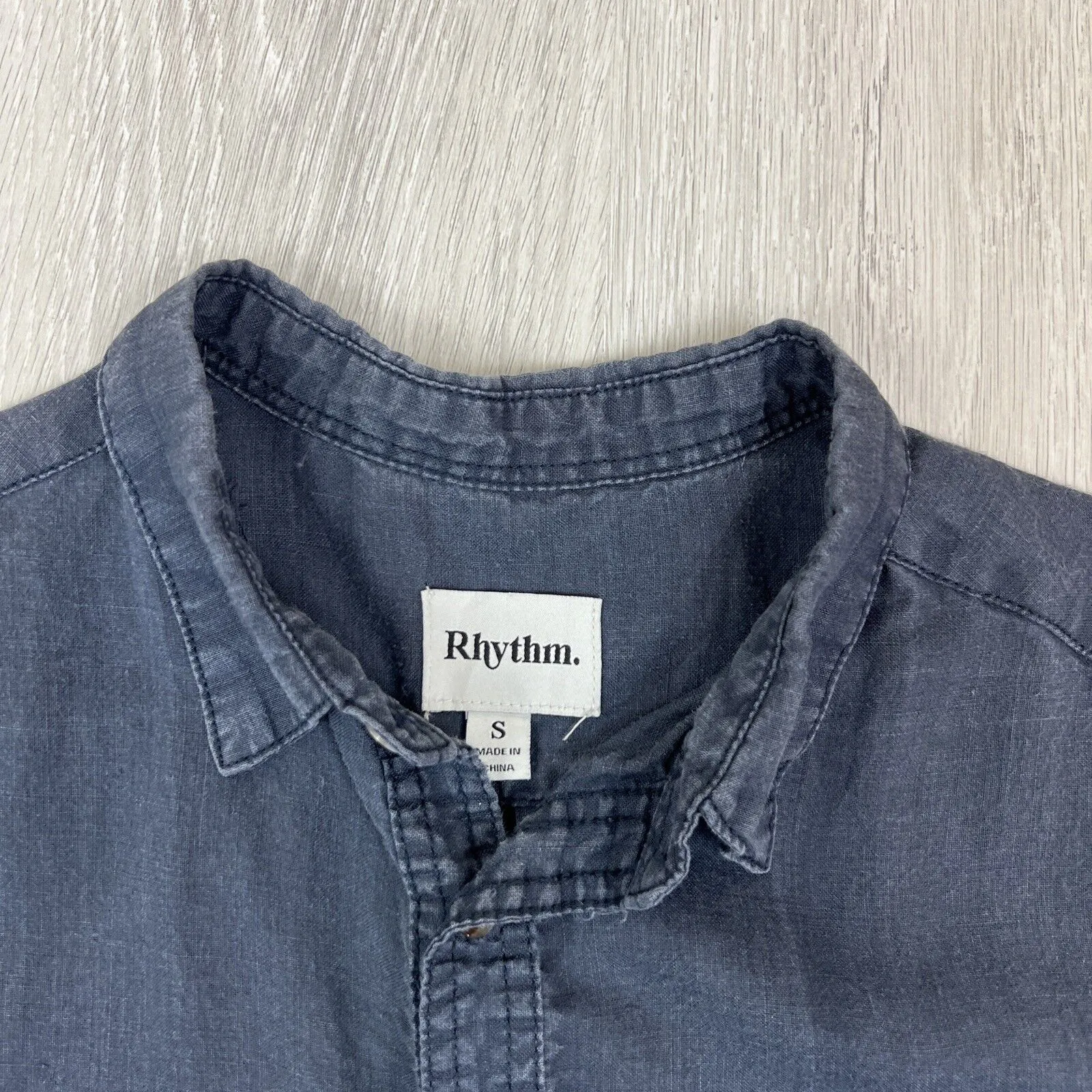 Rhythm Mens Ramie Short Sleeve Fit Button Up Shirt Size Small