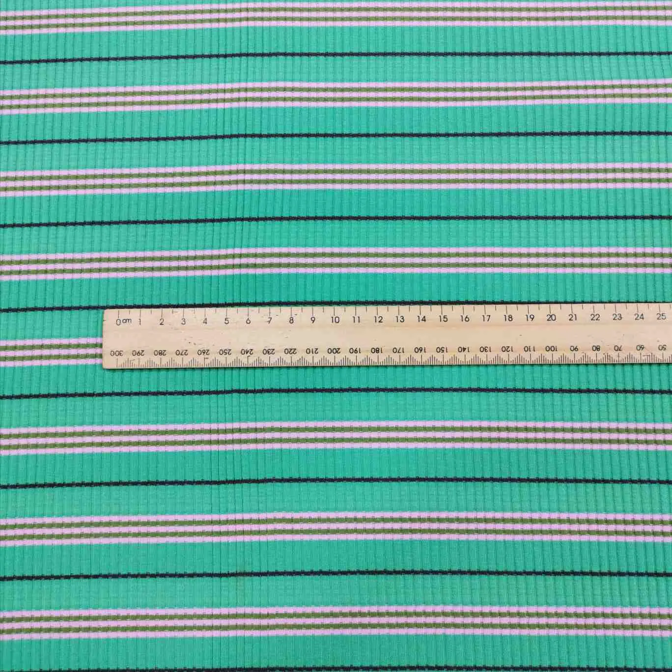Ribbed Cotton Jersey, Green Stripe