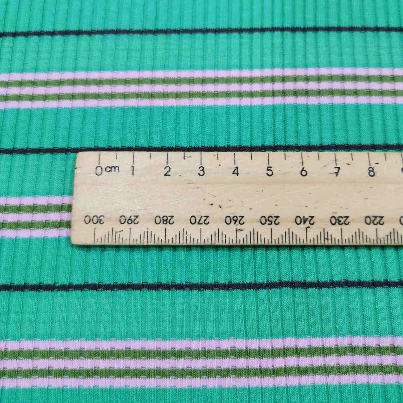 Ribbed Cotton Jersey, Green Stripe