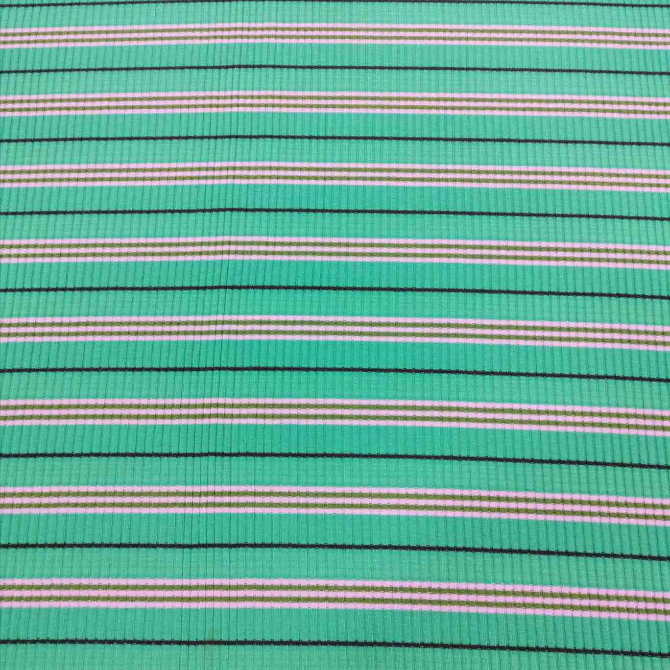 Ribbed Cotton Jersey, Green Stripe