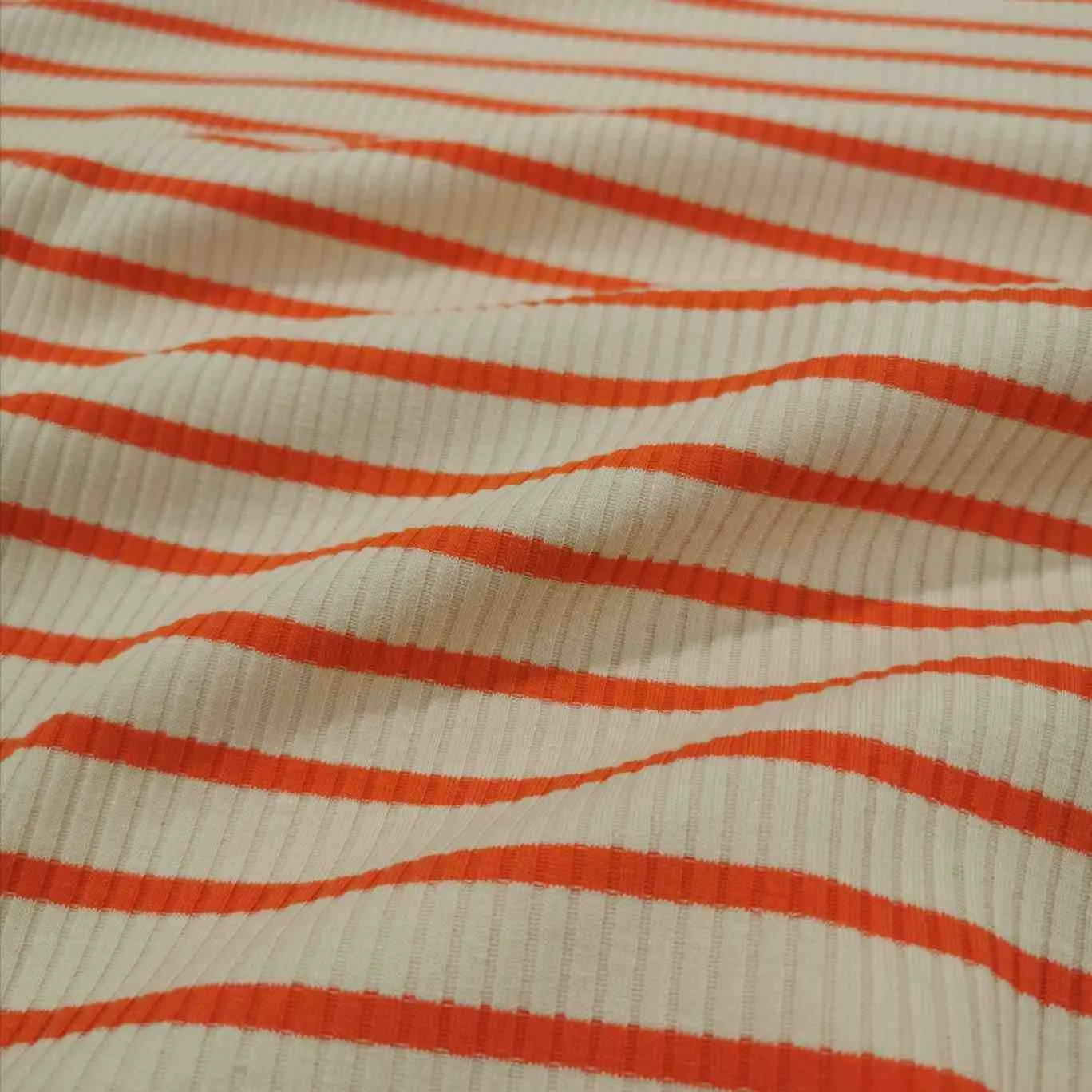 Ribbed Cotton Jersey, Orange Cream Stripe