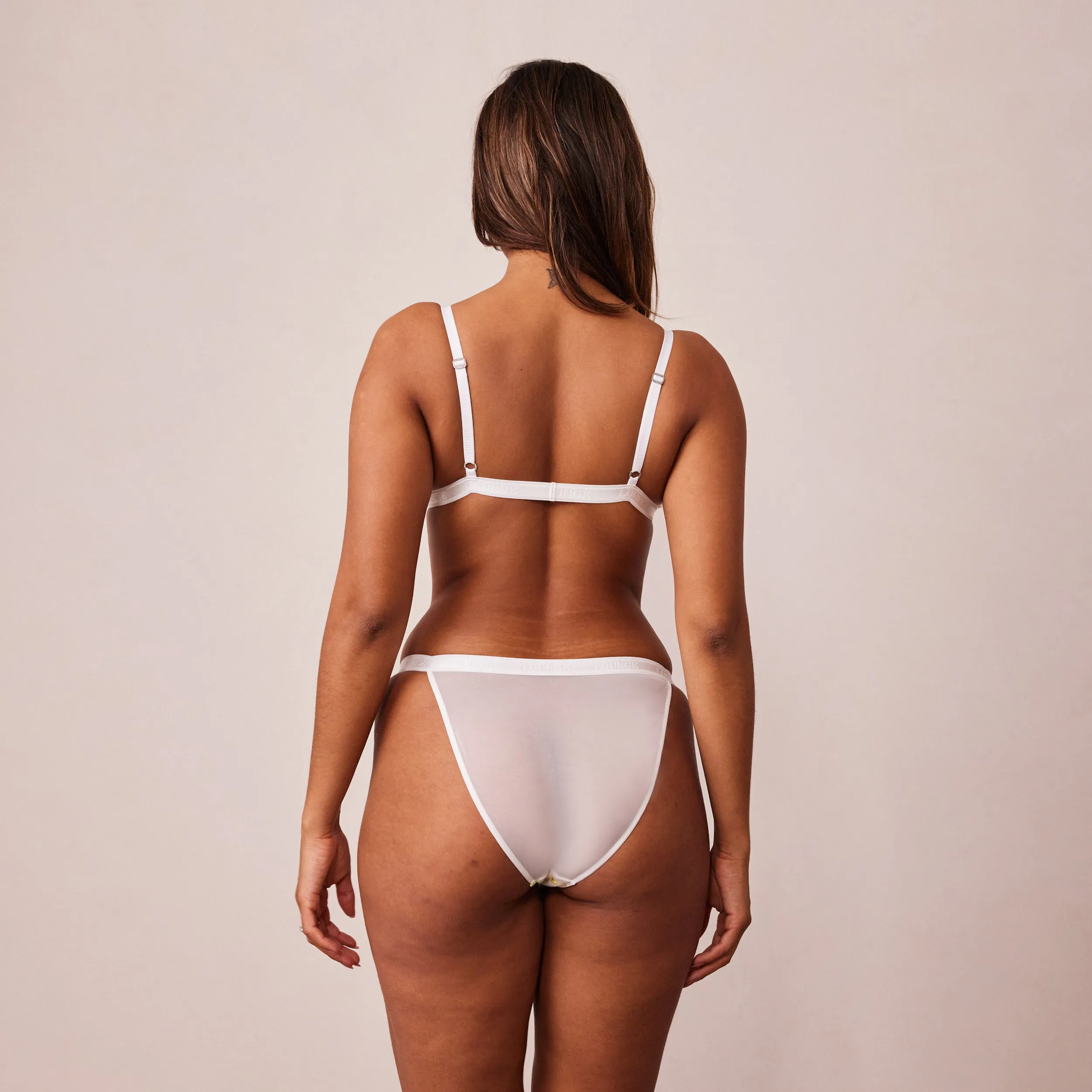 Ribbed Floral Triangle Soutien-Gorge - Blanc