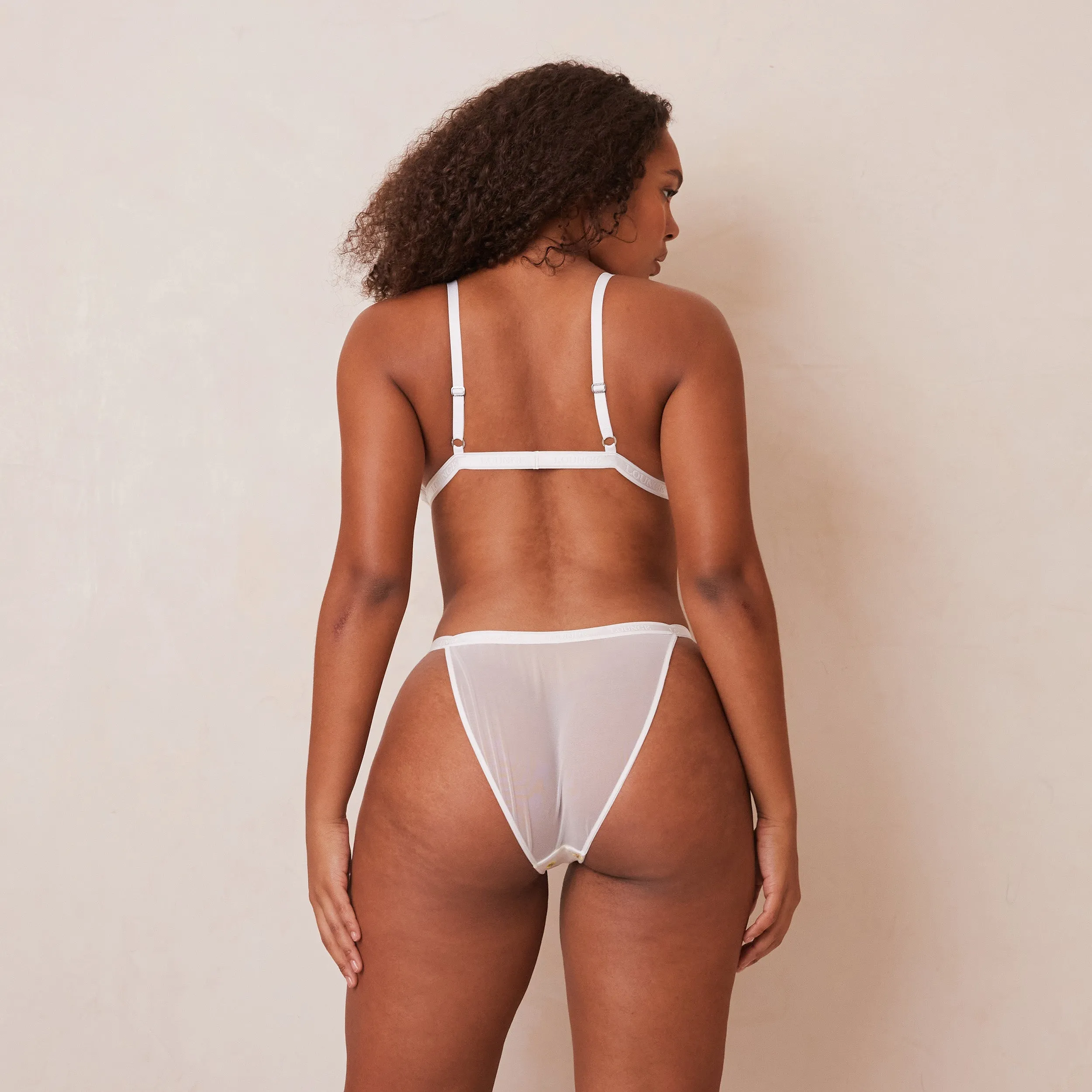 Ribbed Floral Triangle Soutien-Gorge - Blanc