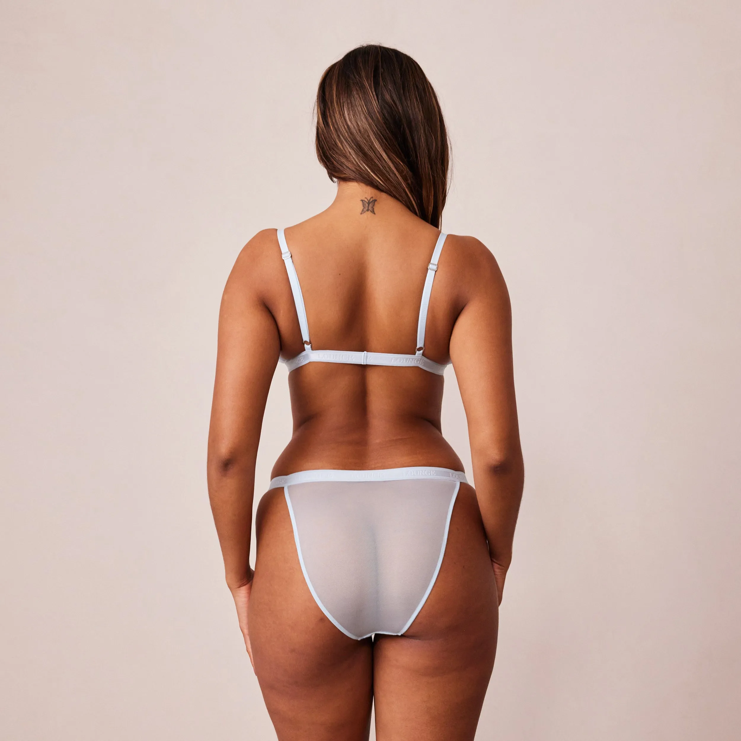 Ribbed Floral Triangle Soutien-Gorge - Bleu