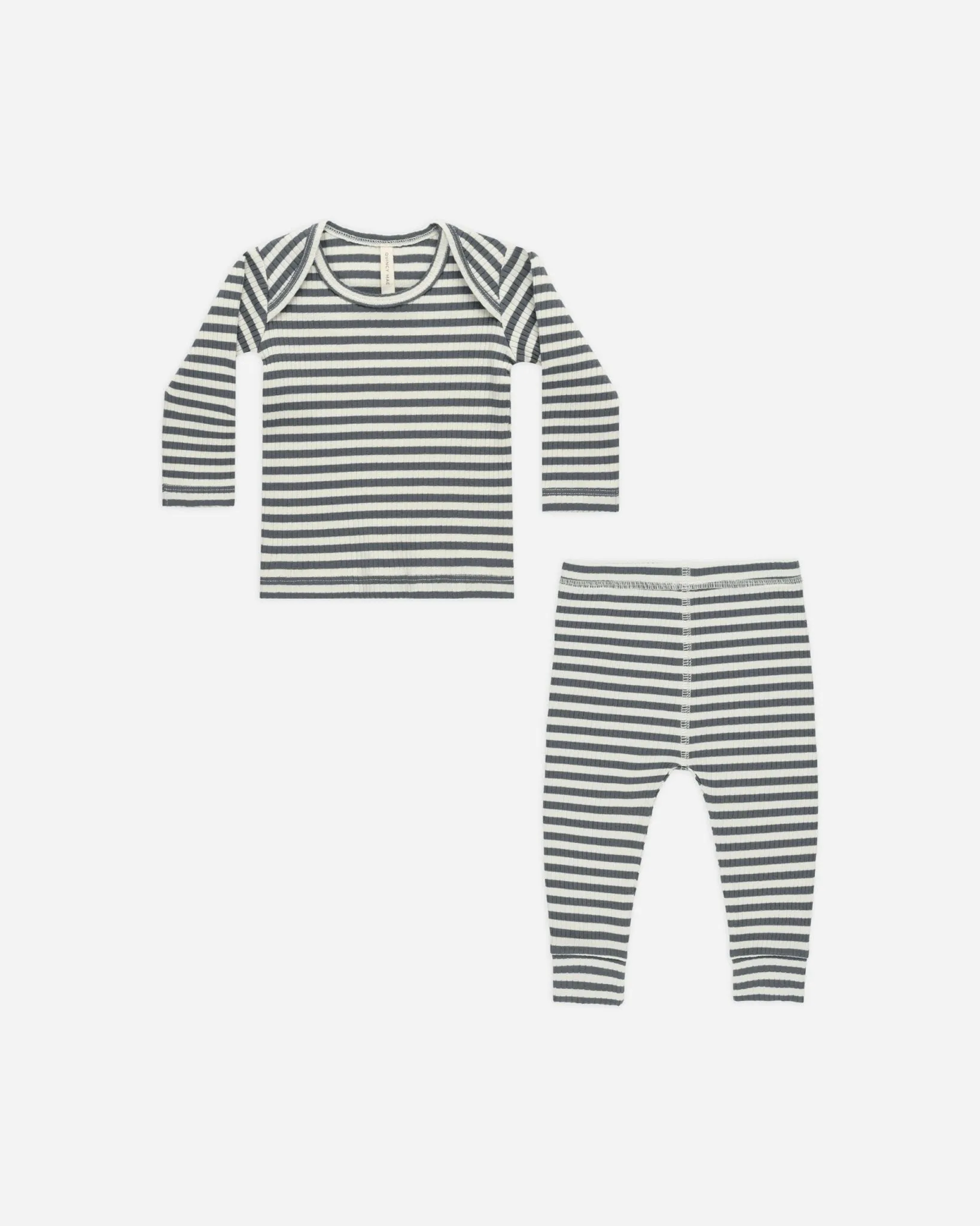 Ribbed Tee   Legging Set || Indigo Stripe