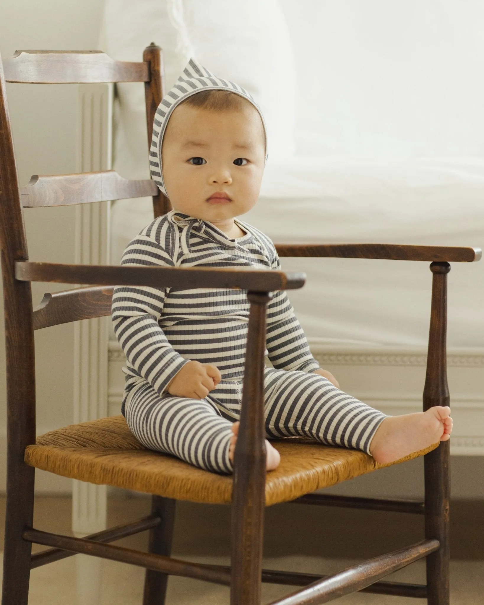 Ribbed Tee   Legging Set || Indigo Stripe