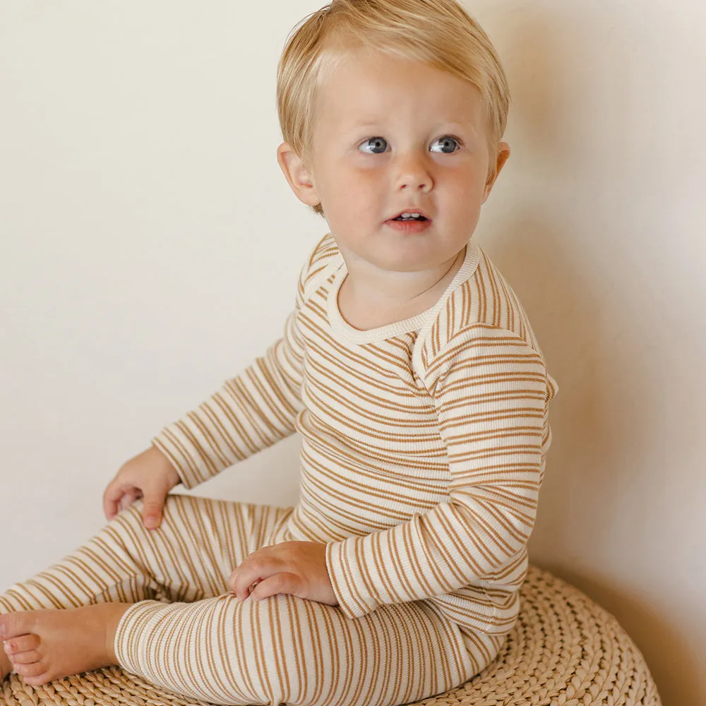 Ribbed Tee   Leggings Set | Golden Stripe