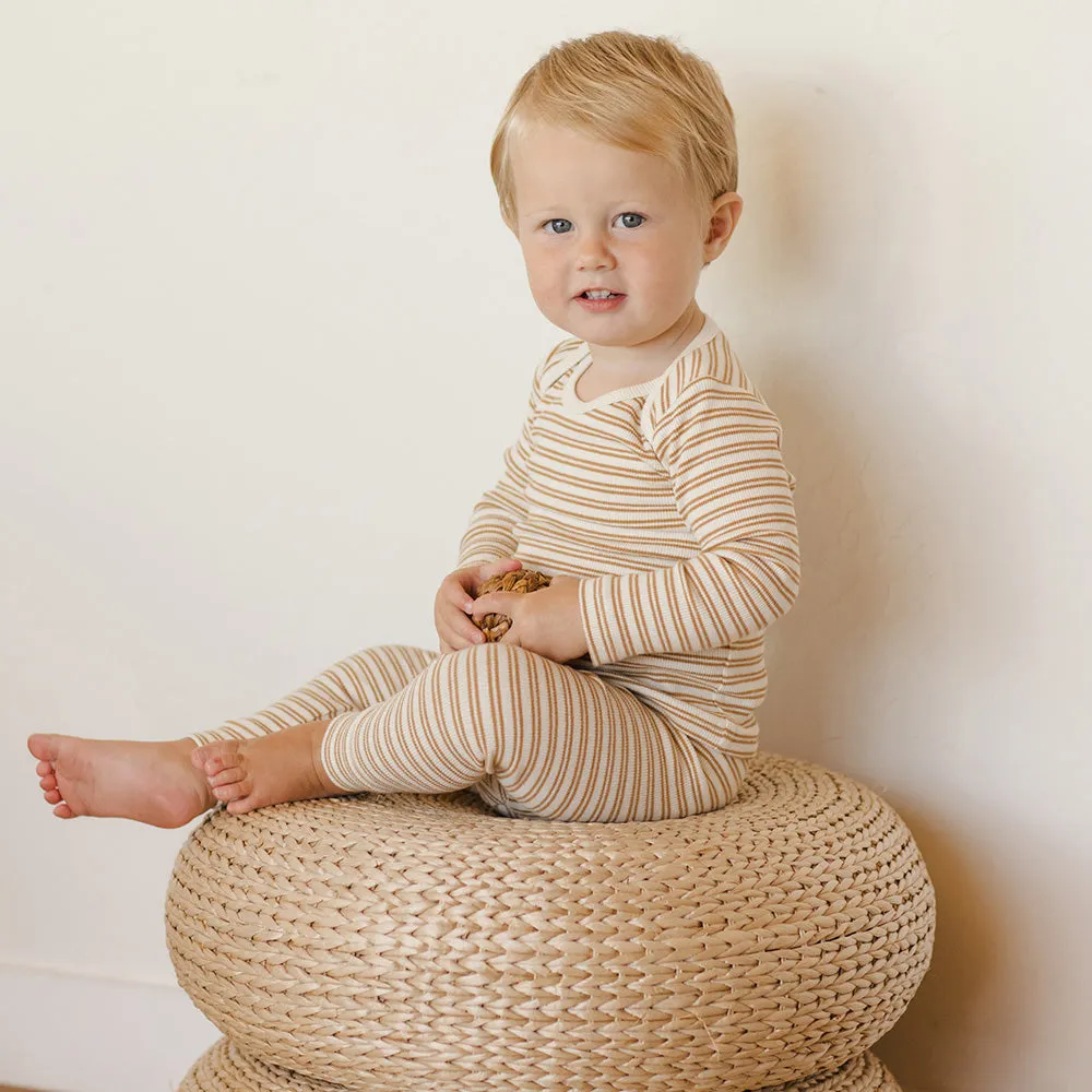Ribbed Tee   Leggings Set | Golden Stripe