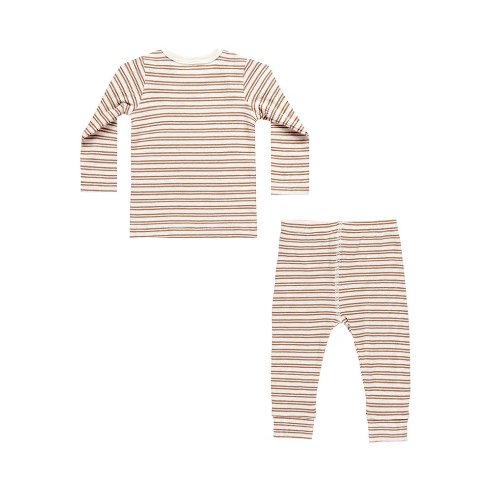 Ribbed Tee   Leggings Set | Golden Stripe