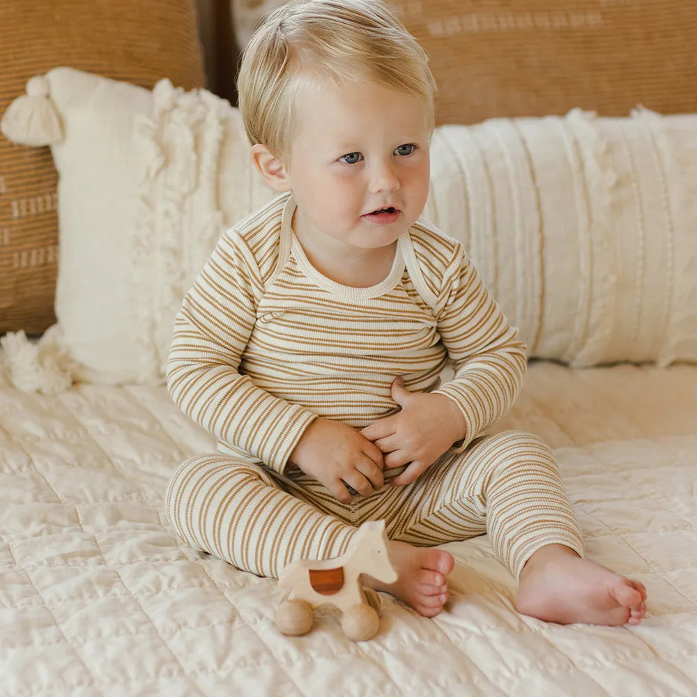 Ribbed Tee   Leggings Set | Golden Stripe