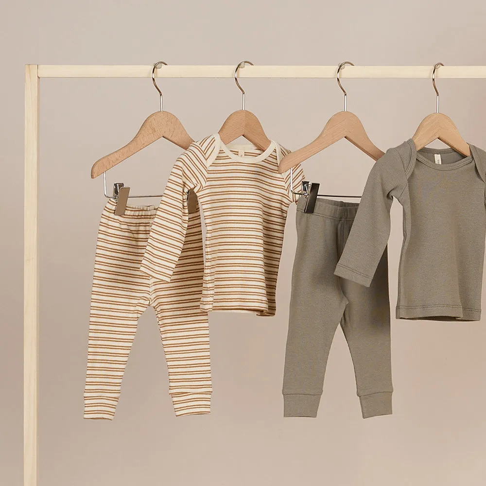 Ribbed Tee   Leggings Set | Golden Stripe