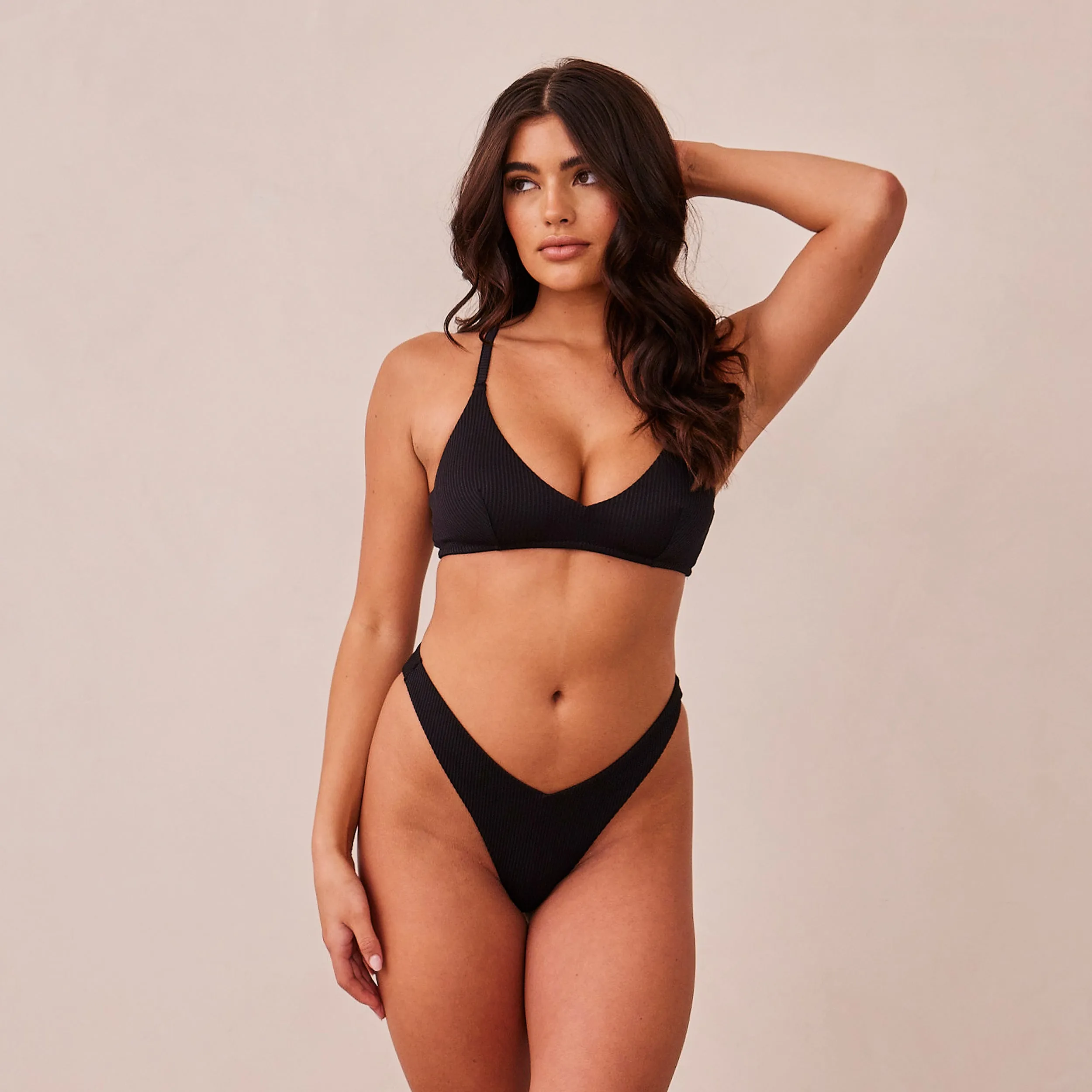 Ribbed Triangle Soutien-Gorge - Noir